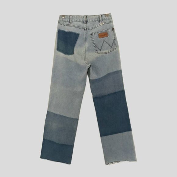 Wrangler Billabong Blue Patchwork Mid Rise Straight Leg Denim Jeans - 28 - Picture 5 of 9